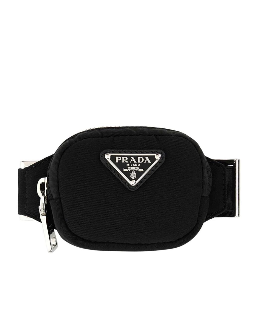 Prada Triangle-Logo Zipped Key Tag in Black | Lyst