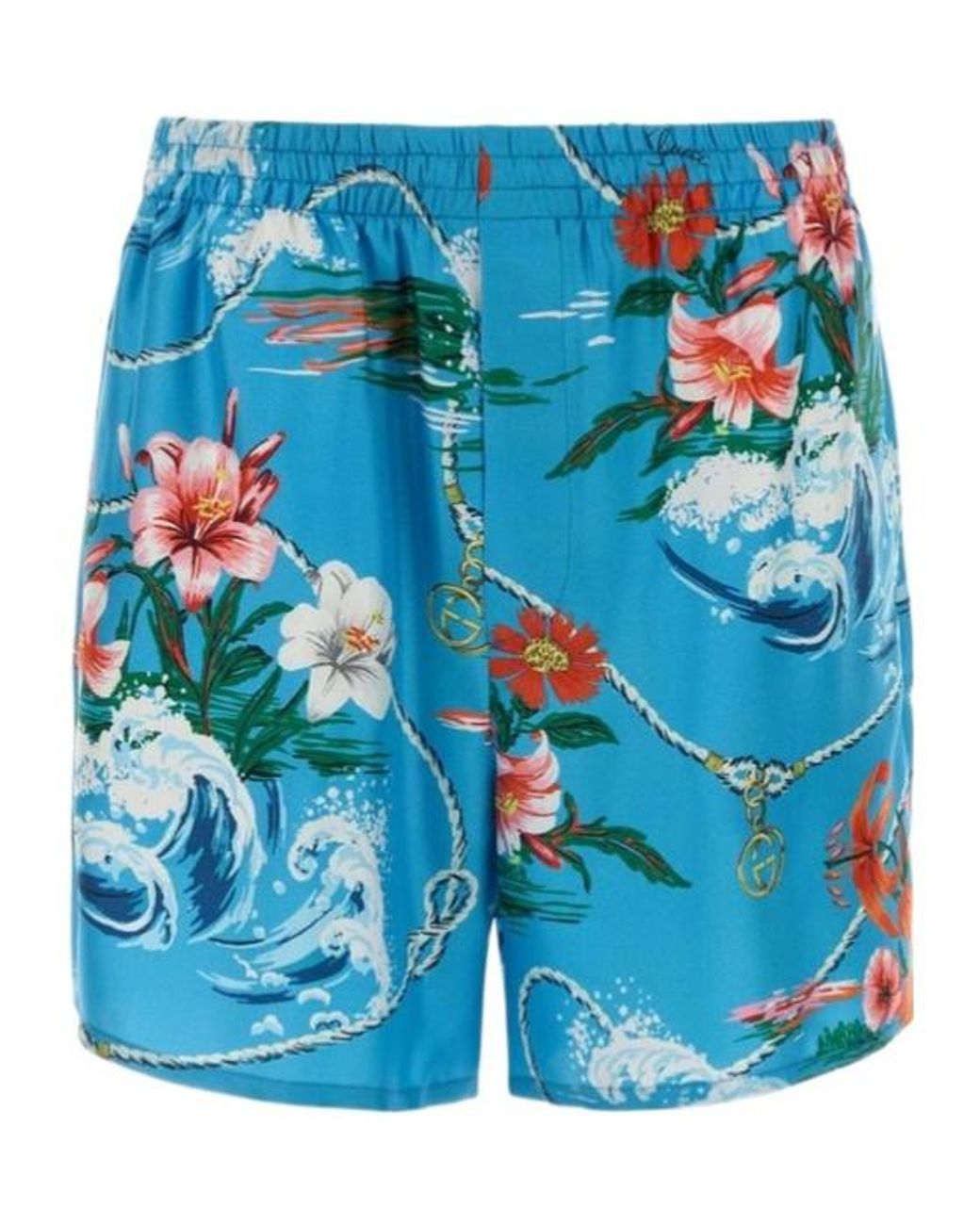 Gucci Blue Elastic Waist Swimming Shorts for men