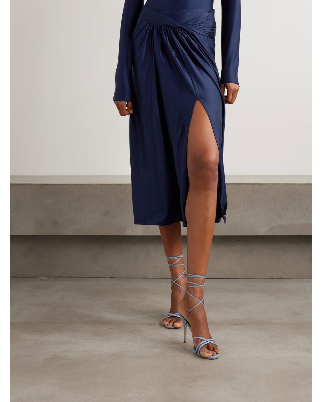Rabanne Blue Pleated Midi Skirt