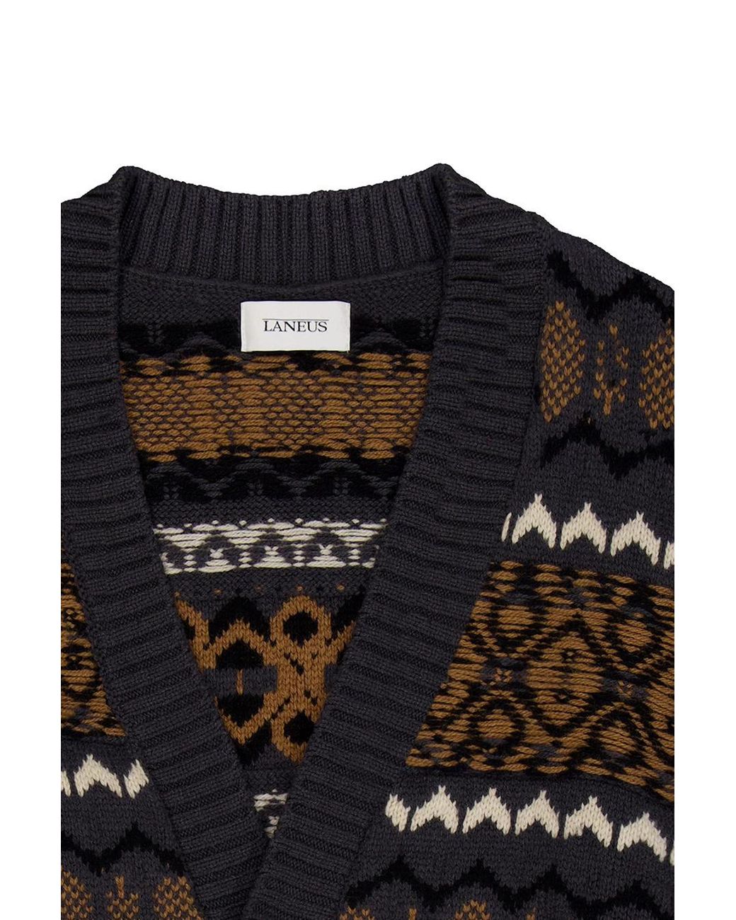 Laneus Black Jacquard Cardigan for men