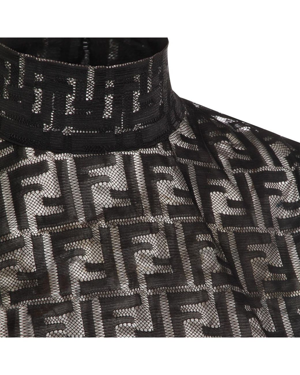 Fendi Black Fitted Sleeveless Top With High Neck