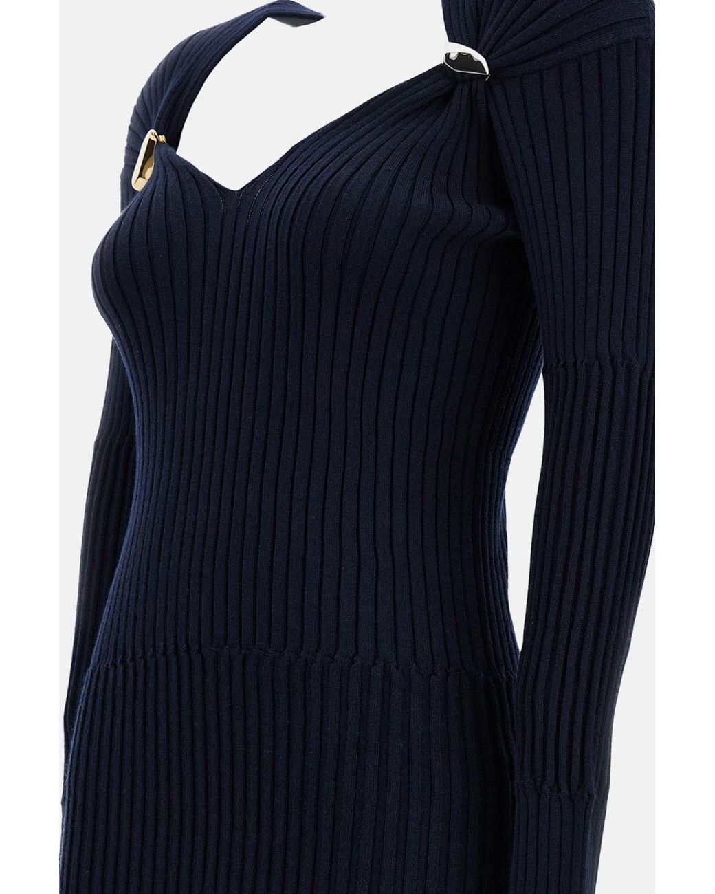 Bottega Veneta Blue Ribbed Knit Jumper