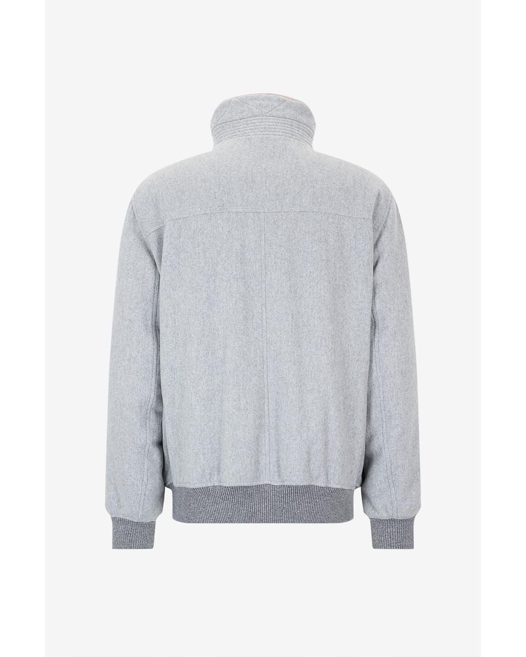 Brunello Cucinelli Gray High-Neck Long-Sleeved Casual Jacket for men