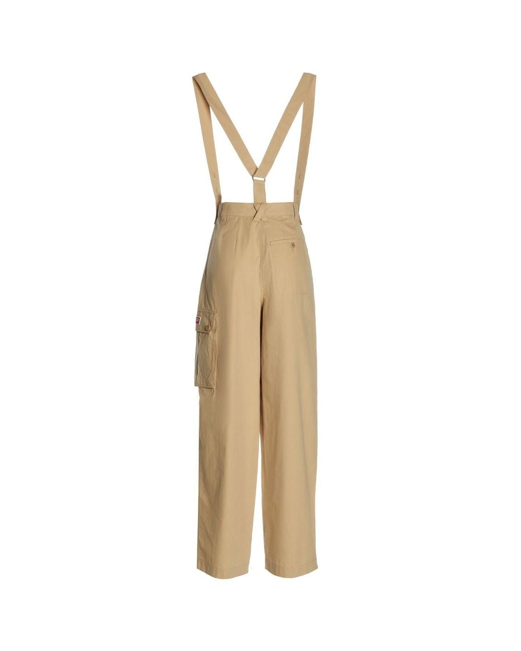 KENZO Natural High Waisted Wide-Leg Cargo Trousers