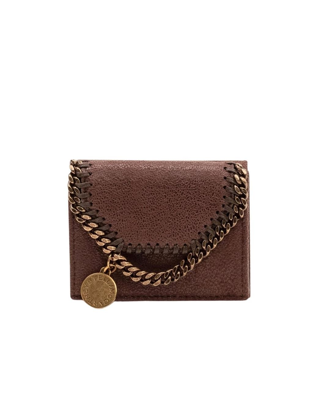 Stella McCartney Brown Chain-Detailed Bi-Fold Wallet