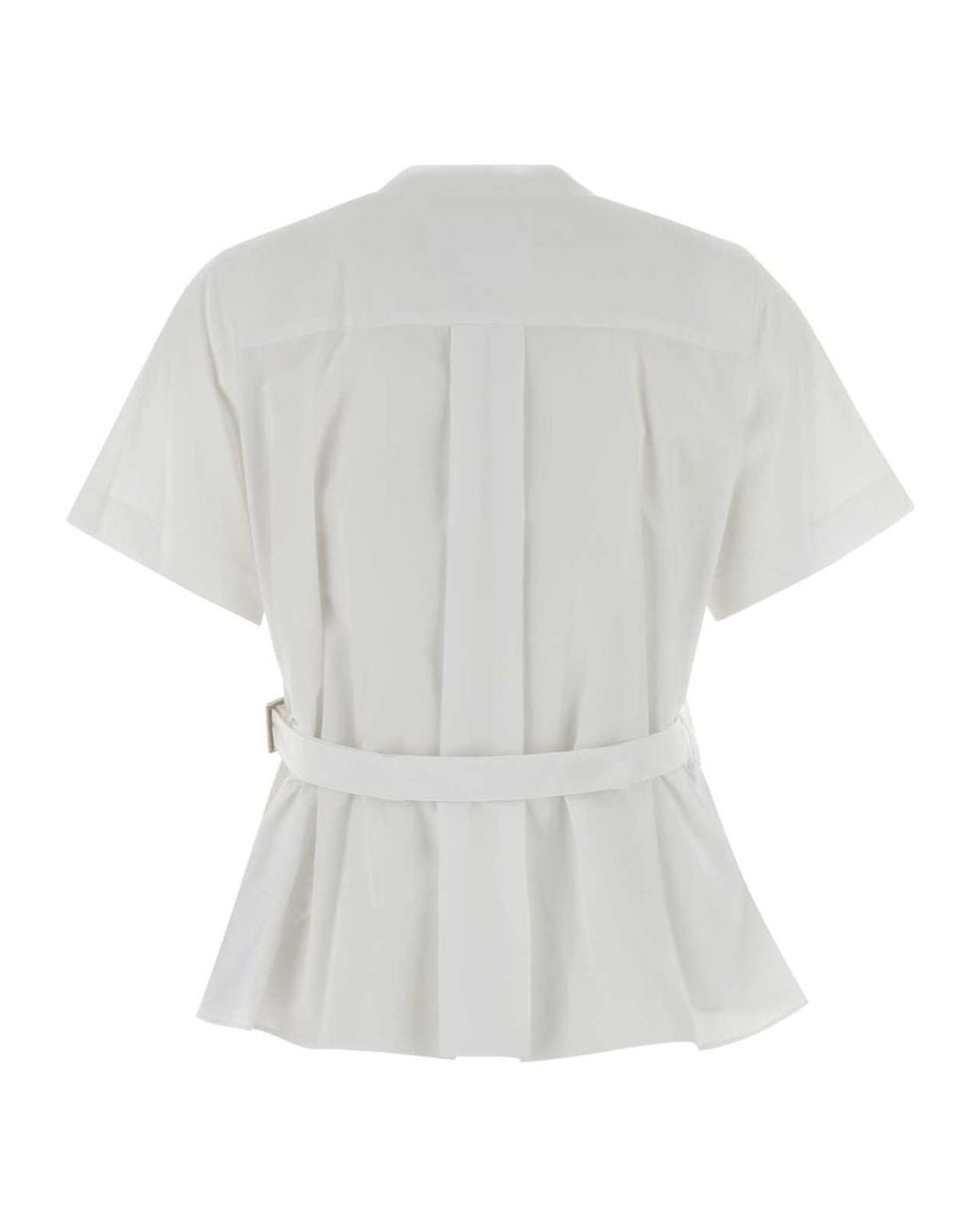 Sacai White Belted Poplin-Jersey T-Shirt