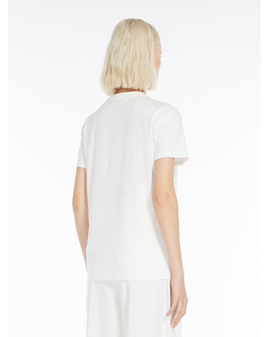 Max Mara White Logo Embroidered T-Shirt