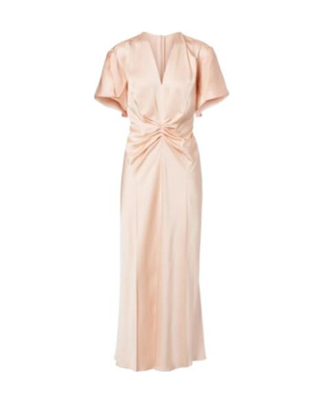 Victoria Beckham Pink Eve Gathered Satin Crêpe Midi Dress