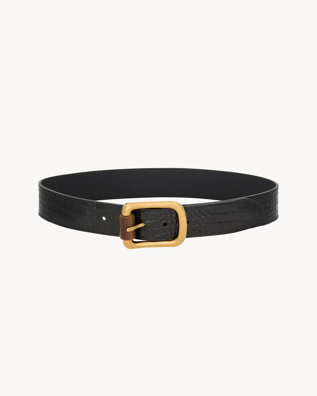 Saint Laurent White Cylinder Buckle Belt