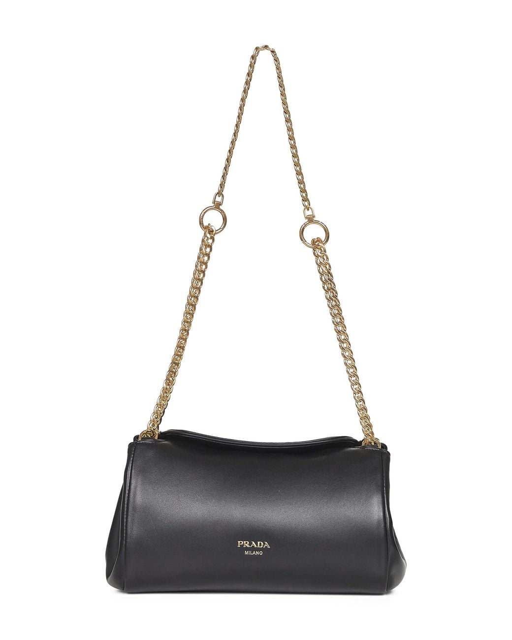 Prada Black Logo Plaque Chain-Linked Shoulder Bag
