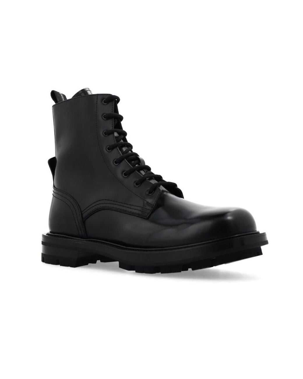 McQueen Black Ankle Lace-Up Boots for men