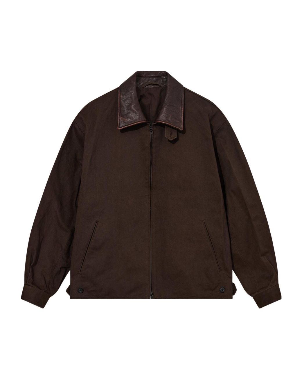Ssstein Brown Lapel Zip-Up Jacket for men