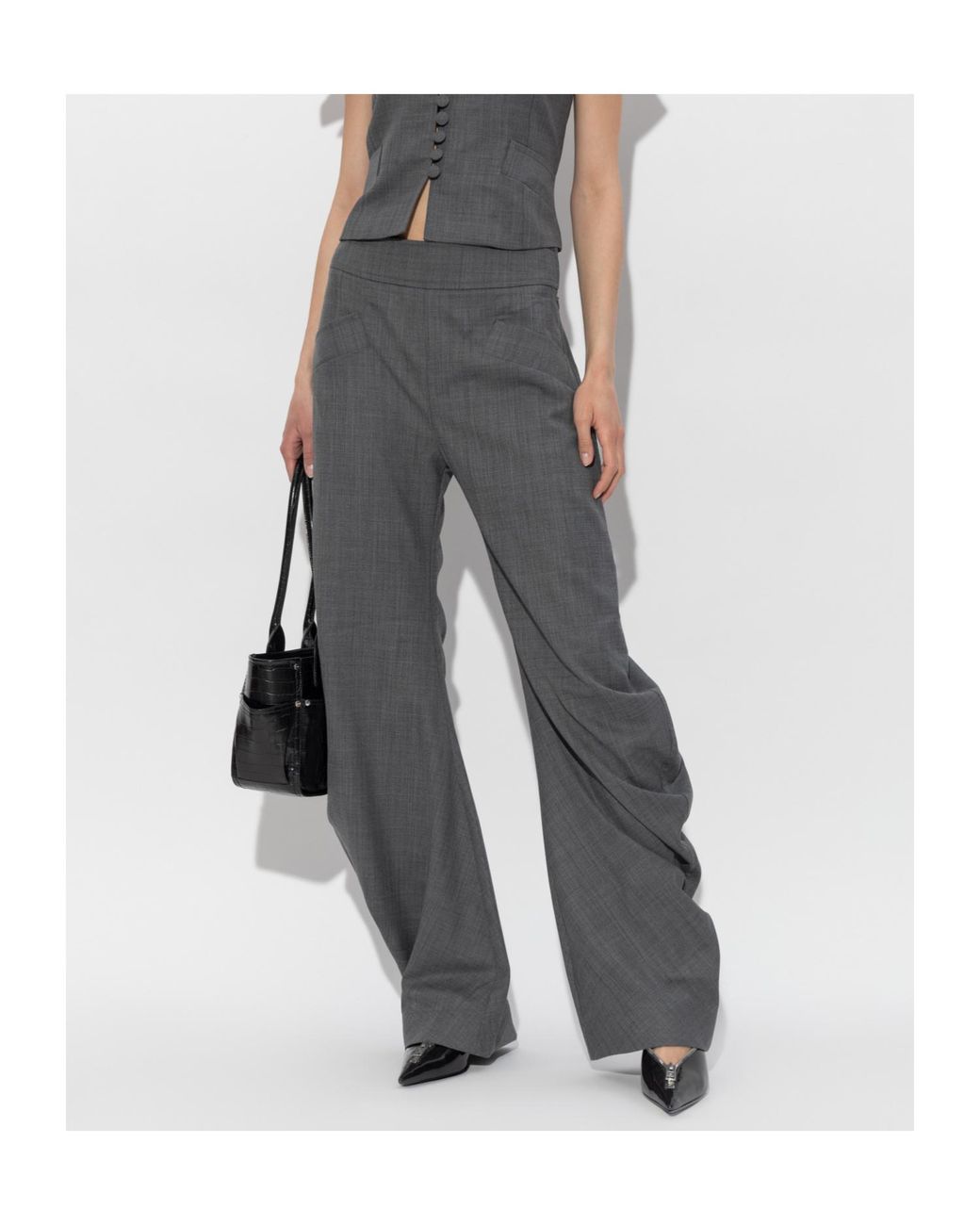 Ganni Gray Wide Trousers