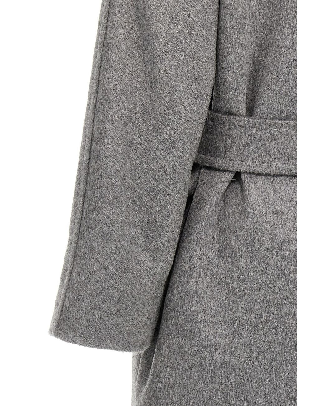 Max Mara Gray Astro Belted Double-Breasted Coat