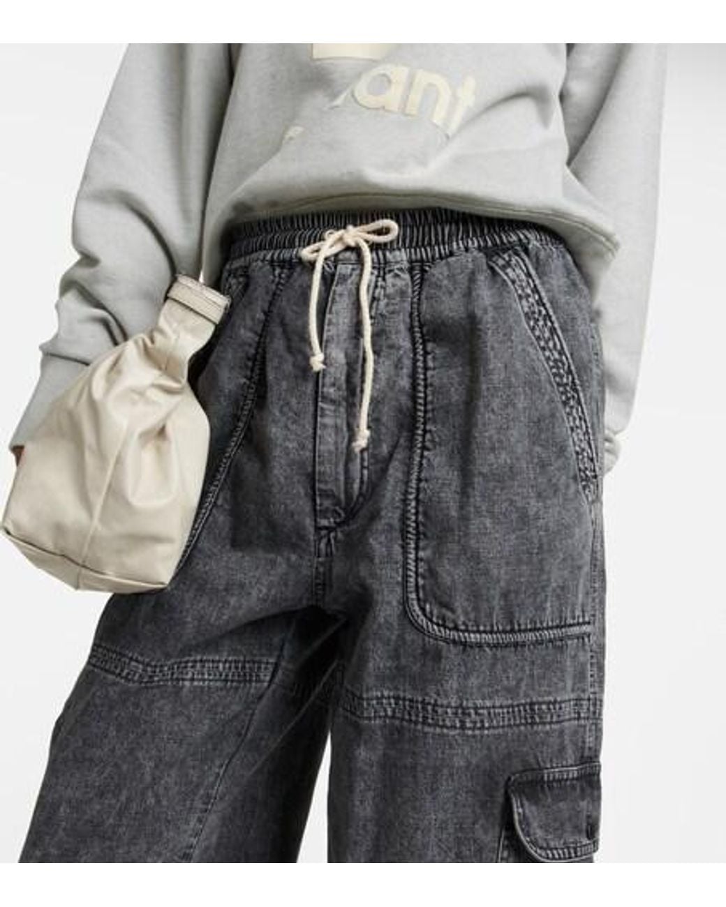 Isabel Marant Gray High-Rise Cotton Pants