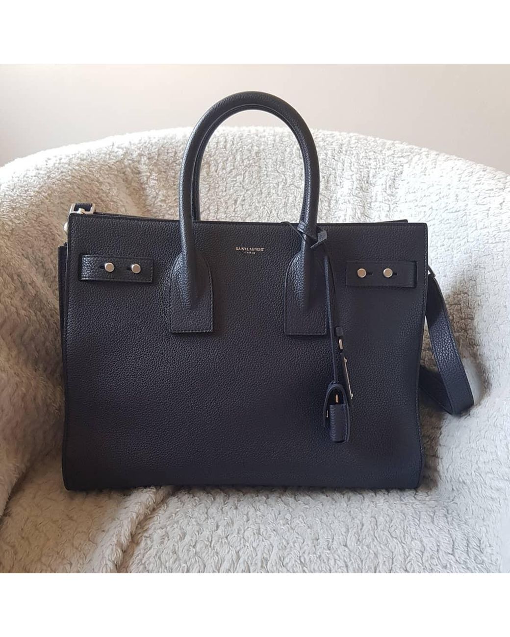 Saint Laurent Black Large Sac Du Jour Tote for men