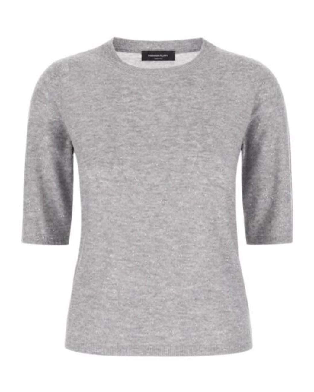 Fabiana Filippi Gray Sequined Knitted Top
