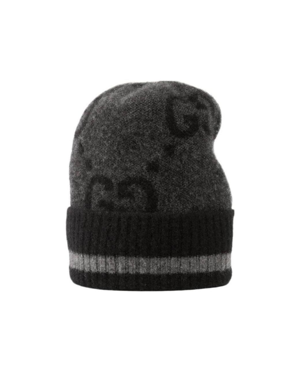 Gucci Black Monogram Knitted Beanie for men
