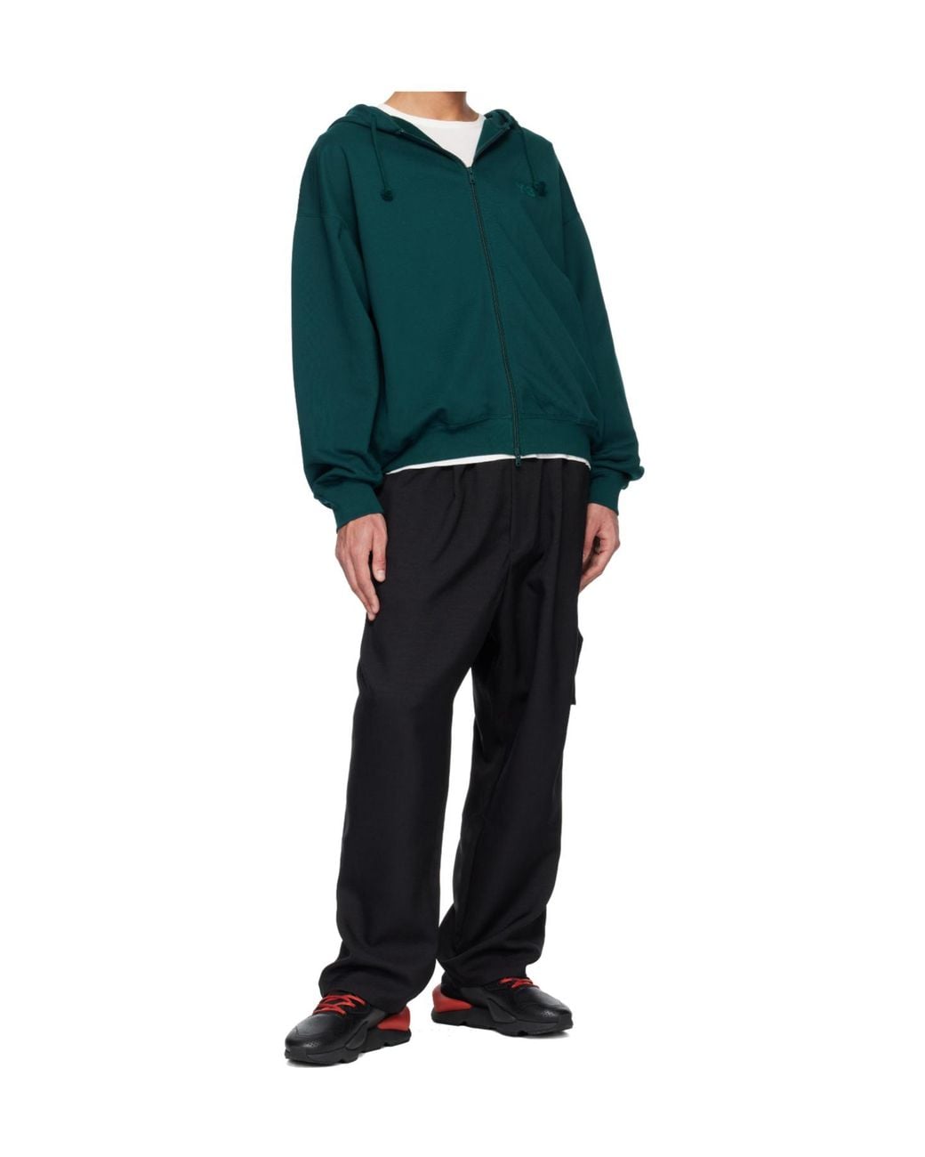 Y-3 Green Fl Zip-Up Hooded Sweatshirt for men