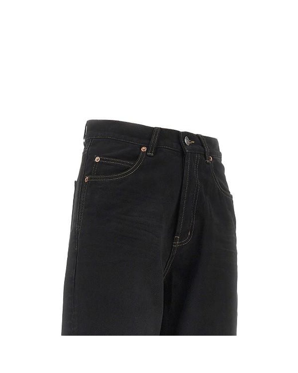 Saint Laurent Black Button Detailed Straight Leg Jeans