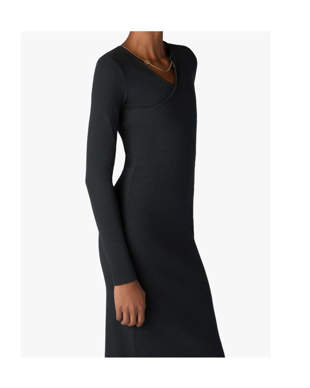 Casablanca Black Ribbed Jewellery Maxi Dress