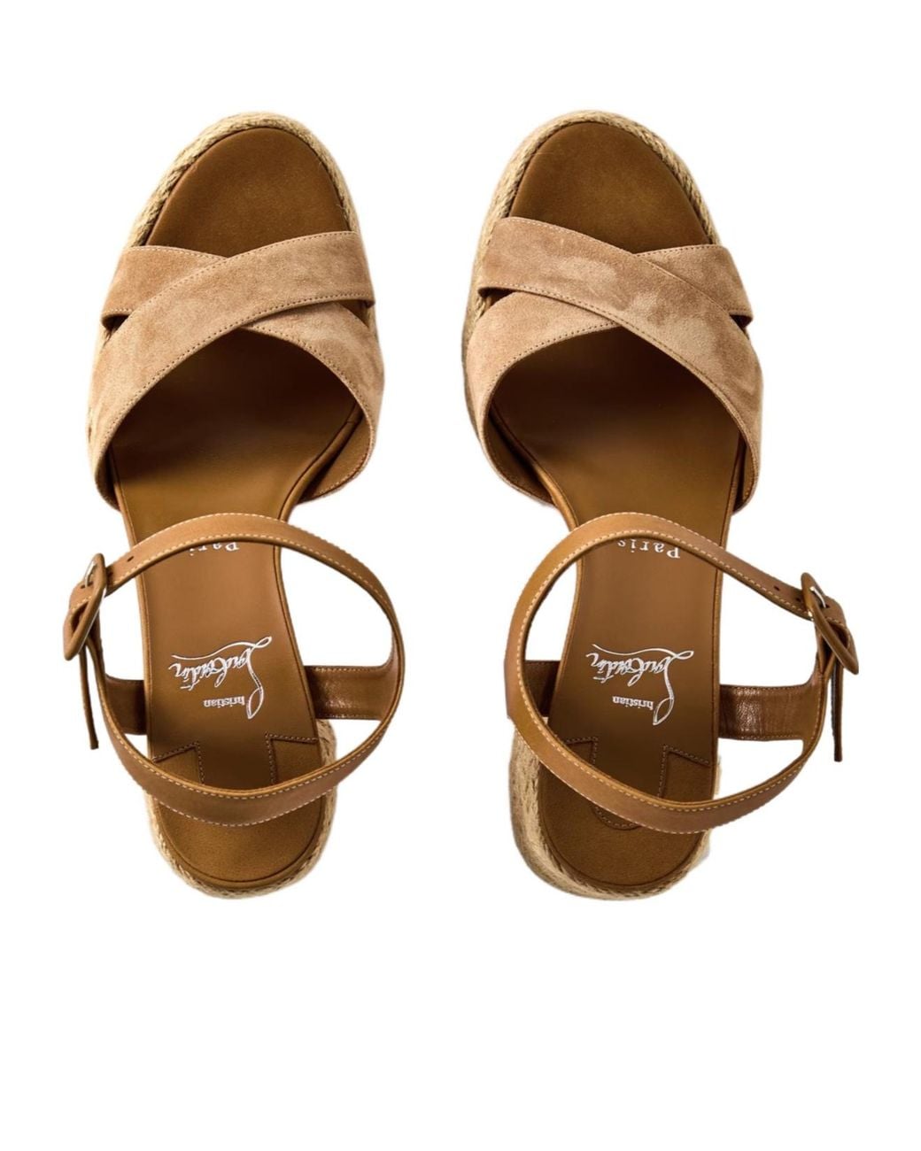 Christian Louboutin Brown Calakala Leather Wedges