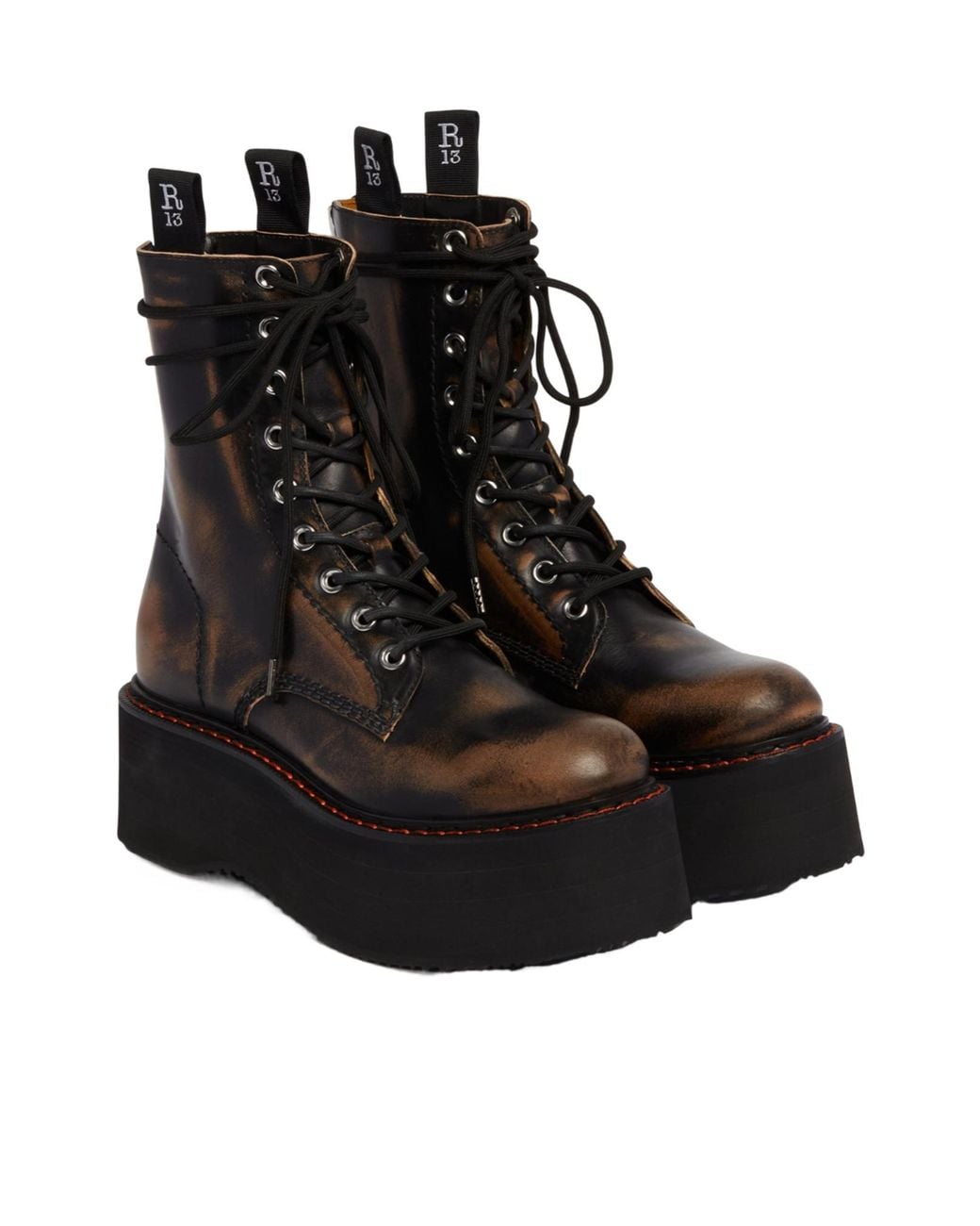 R13 Black Platform Ankle Boots