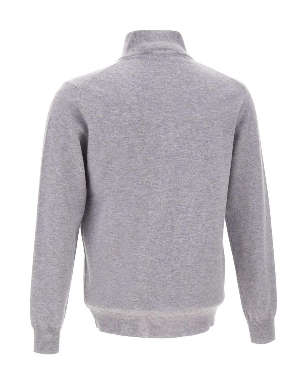 Kangra Cashmere Gray Kangra Half Zip Stand Collar Knitted Sweater for men