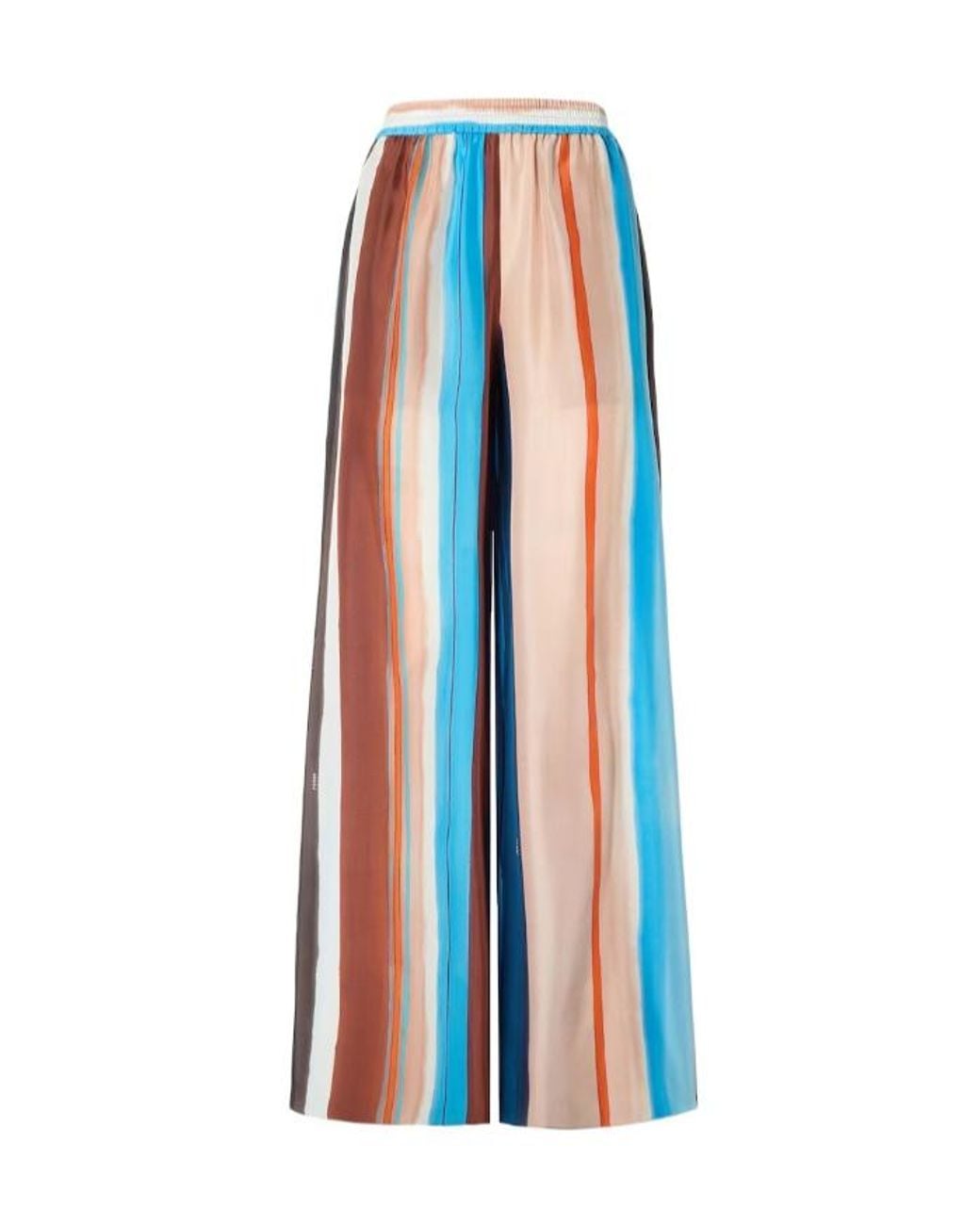 Fendi Blue Wide-Leg Striped Trousers