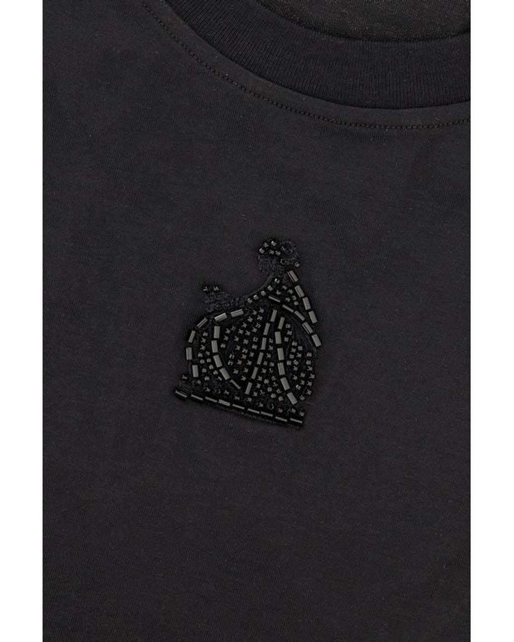 Lanvin Black Mother And Daughter Embroidered Jersey T-Shirt