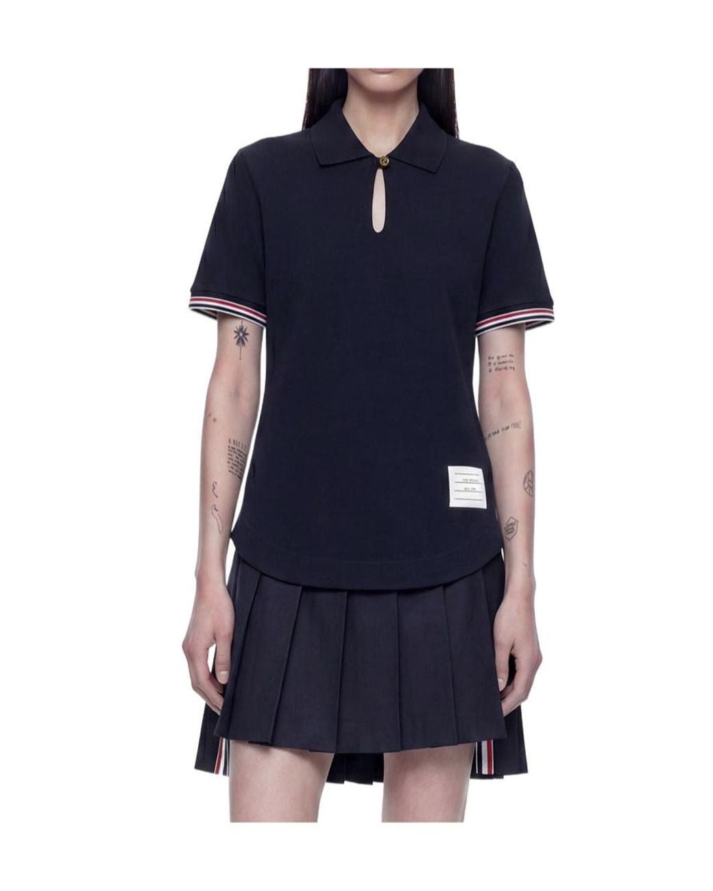 Thom Browne Blue Keyhole Polo Shirt