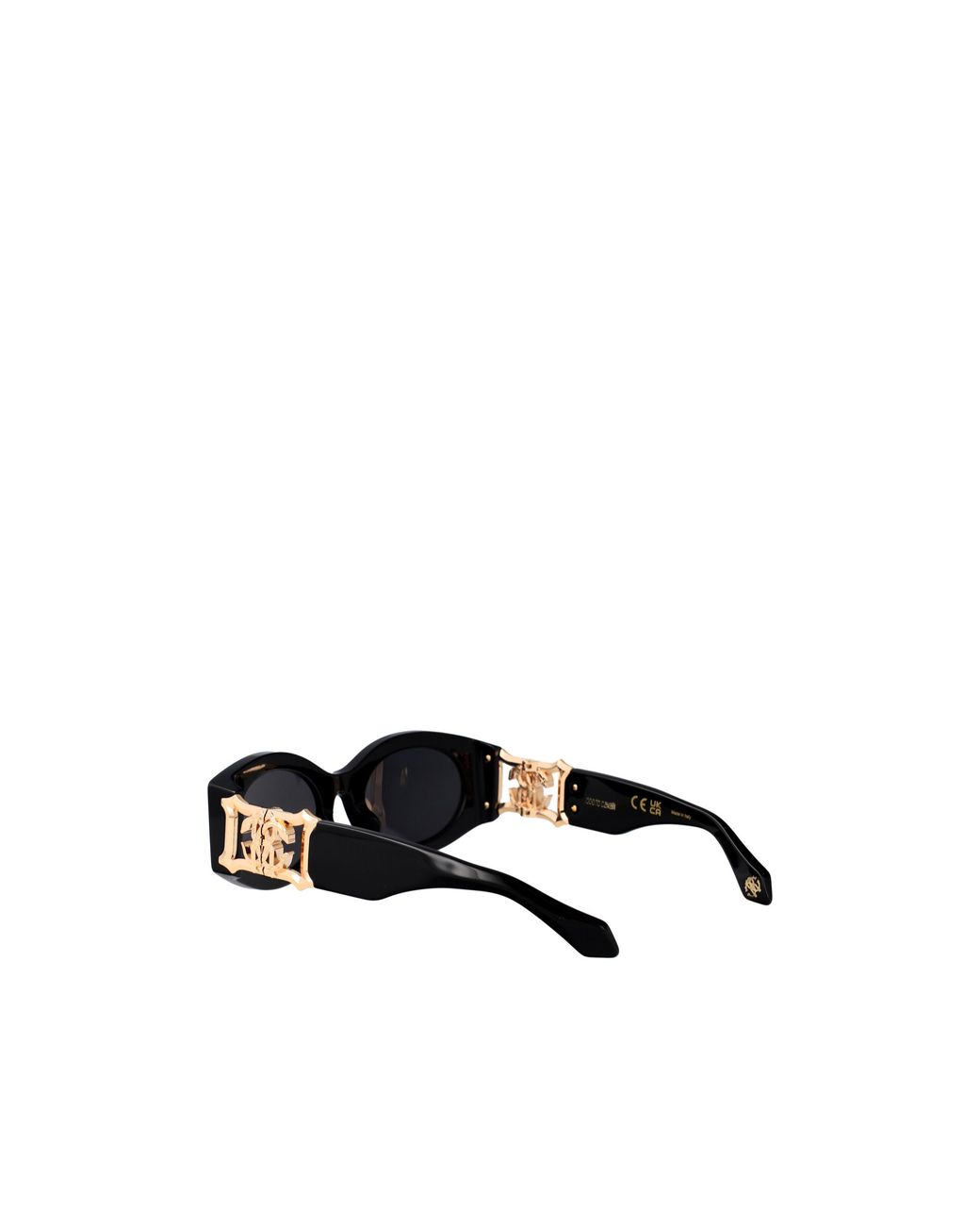 Roberto Cavalli Black Logo-Embellished Oval Sunglasses
