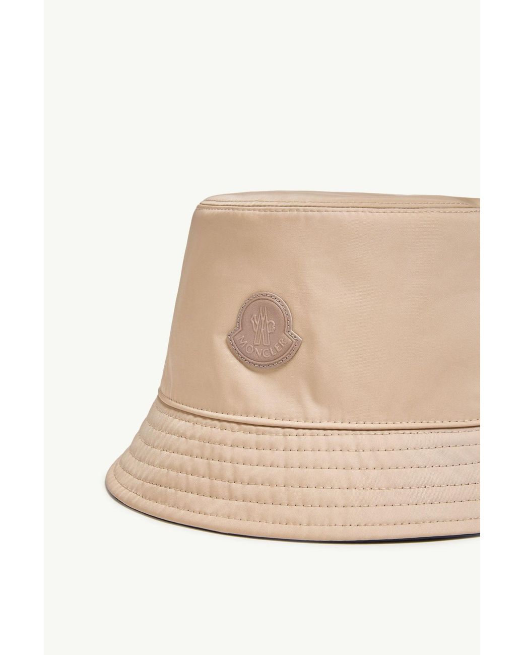 Moncler Blue Leather Logo Gabardine Bucket Hat