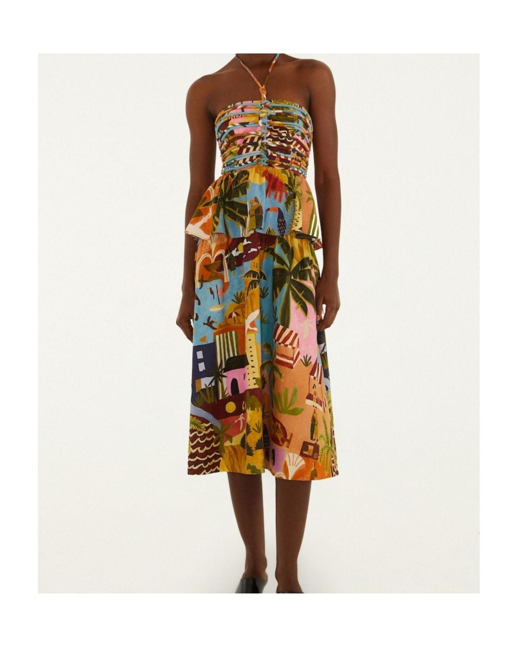 Farm Rio White Tropical Painting Dress