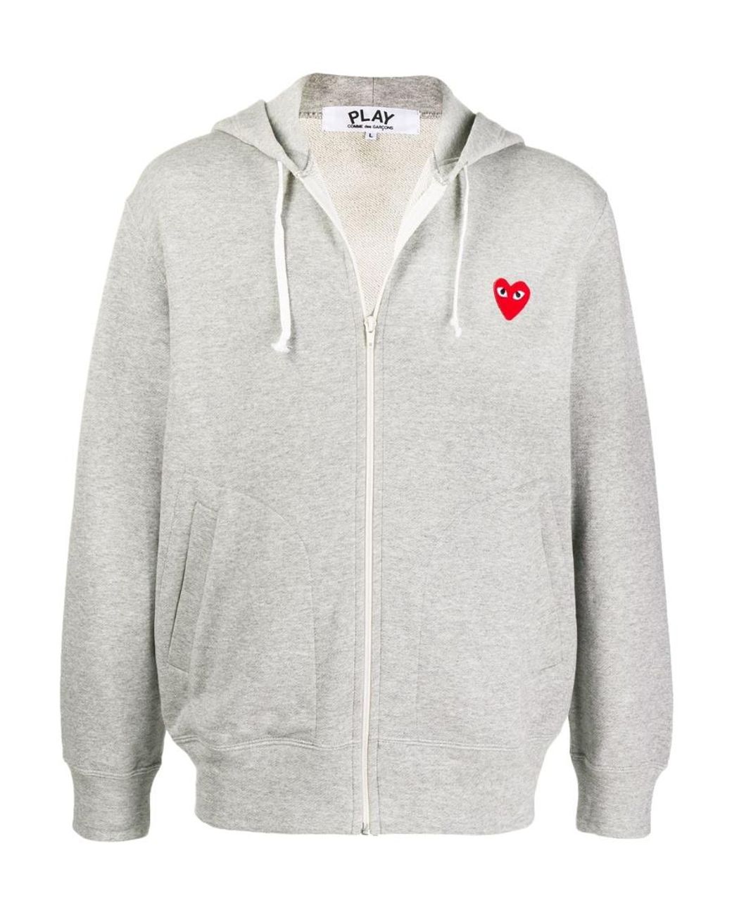 COMME DES GARÇONS PLAY Gray Hoded Zipper Casual Jacket for men