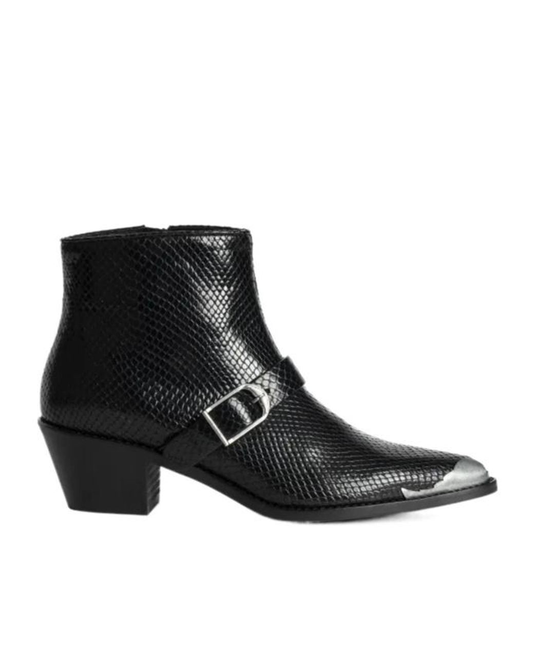 Zadig & Voltaire Black Tylow Wild Mirror Buckled Cowboy Boots