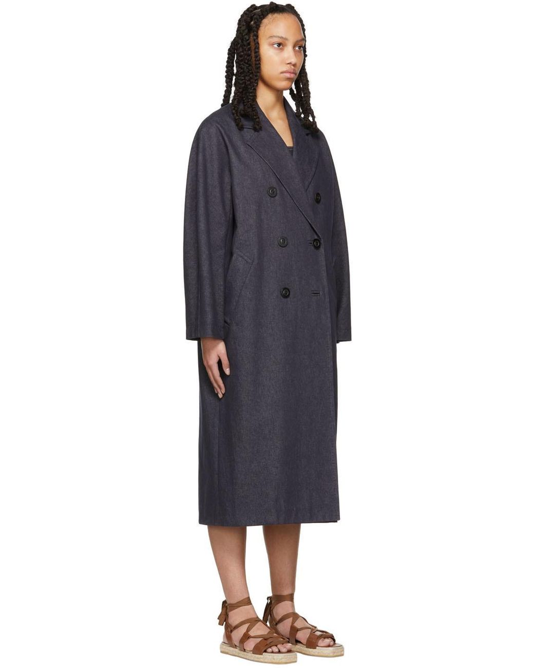 Max Mara Blue Denim Logo Coat