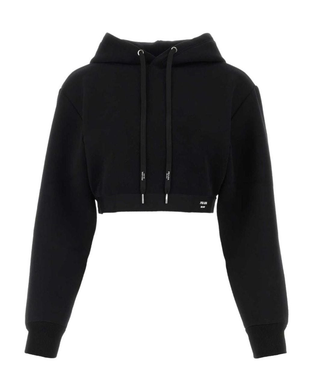 Prada Black Drawstring Cropped Hoodie