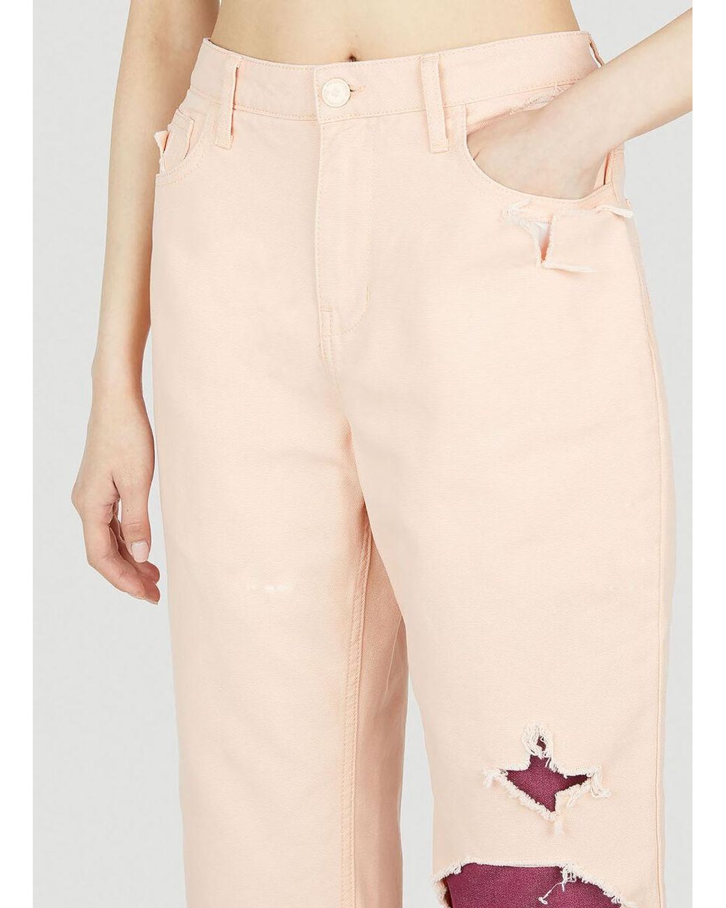 Raf Simons Pink High Waist Distressed Jeans