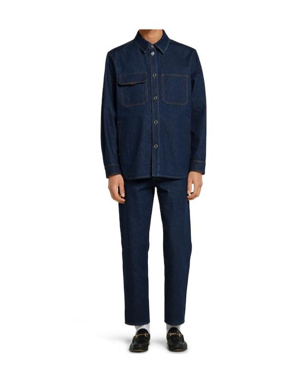 Gucci Blue Relaxed Fit Denim Shirt for men