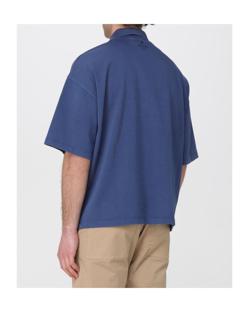 Barena Blue Buttoned Logo Embroidered Polo Shirt for men