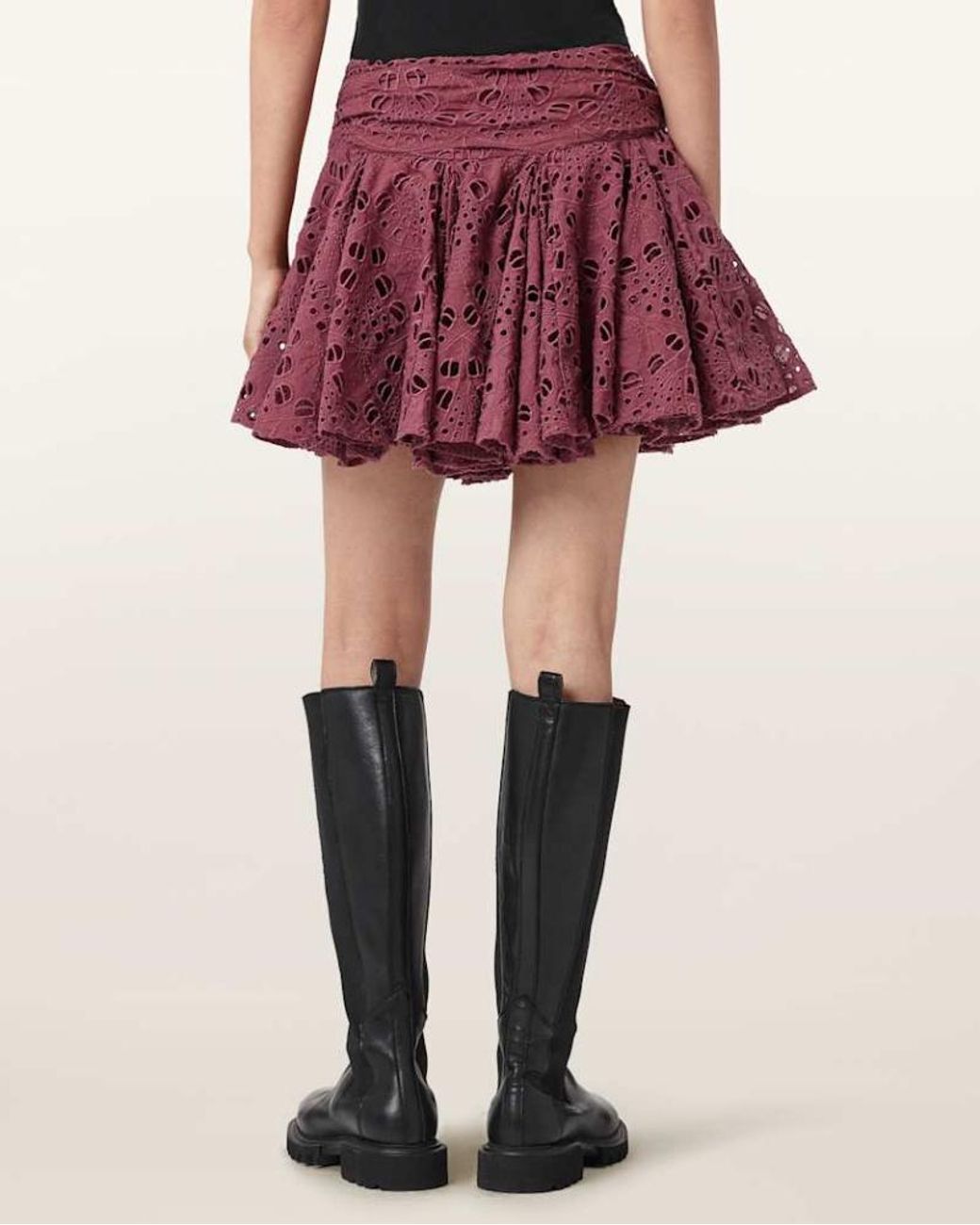 AllSaints Red Dotty Mini Skirt