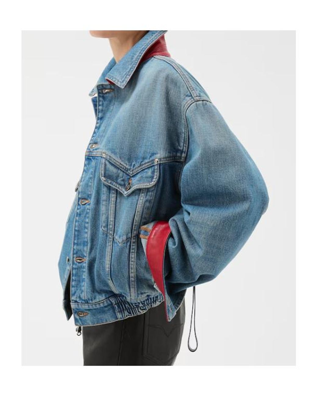 Versace Blue Cropped Button-Up Denim Jacket