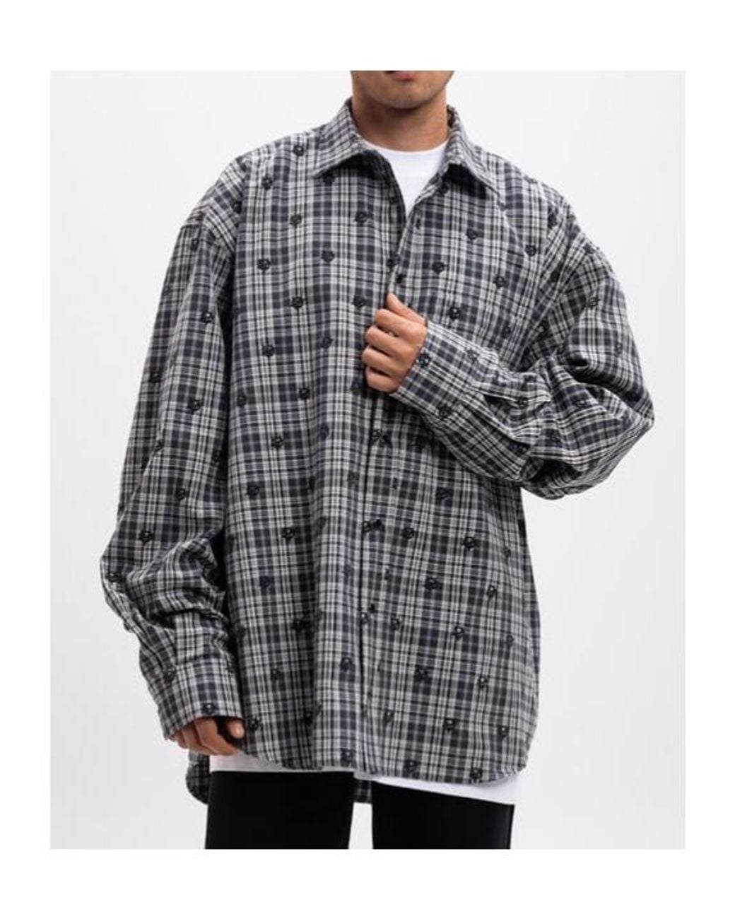 Vetements Gray Turn-Down Collar Long-Sleeve Shirt for men