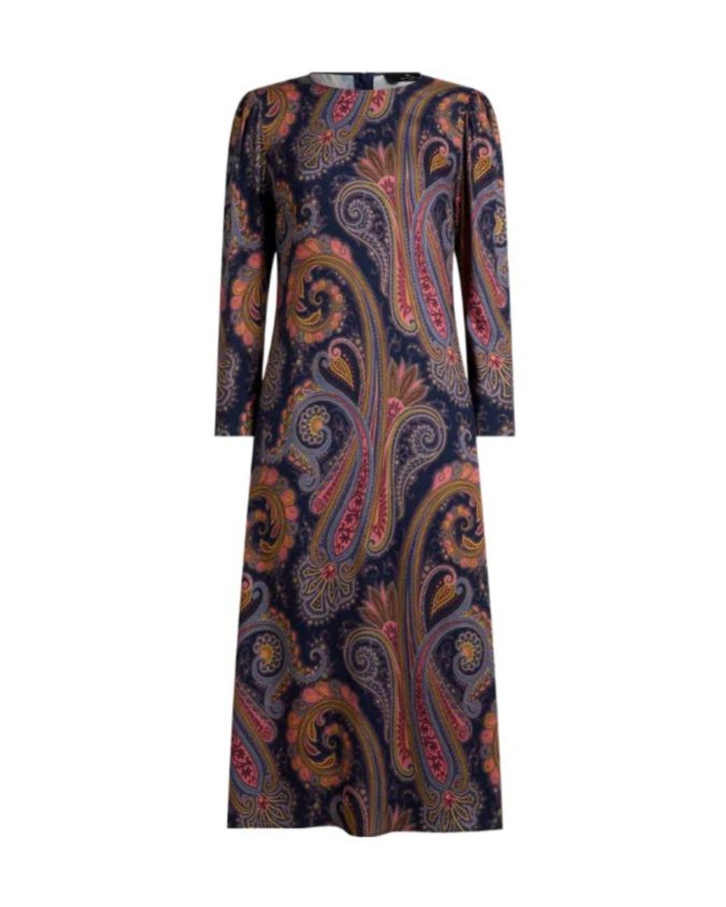 Etro Purple Crepe Midi Dress With Paisley Motif