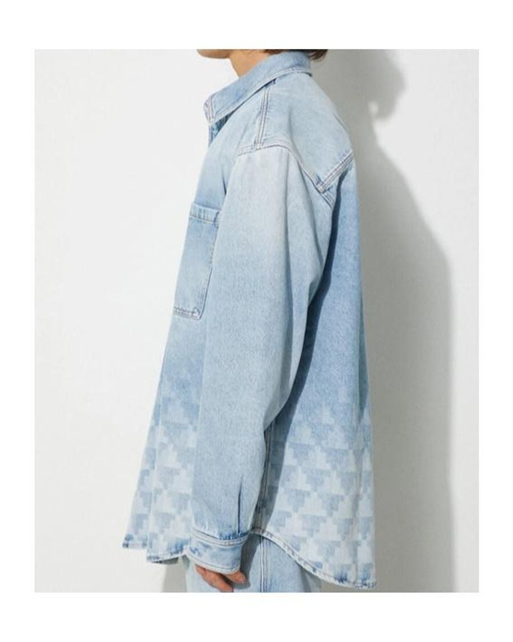 Marcelo Burlon Blue Laser Cross Denim Overshirt for men