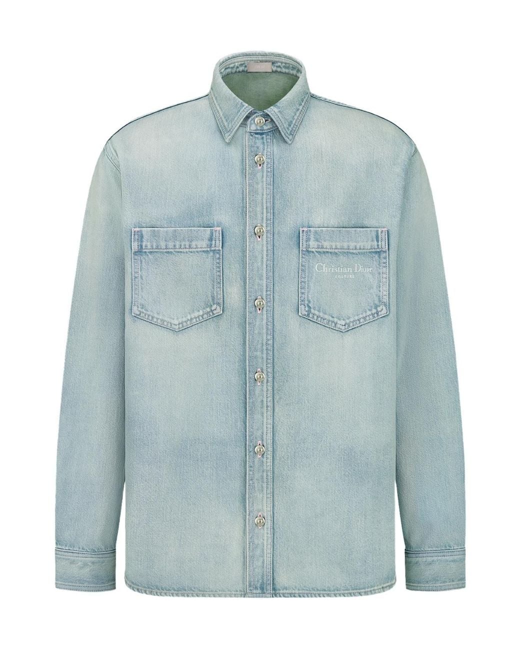 Dior Blue Homme Button-Up Denim Shirt for men