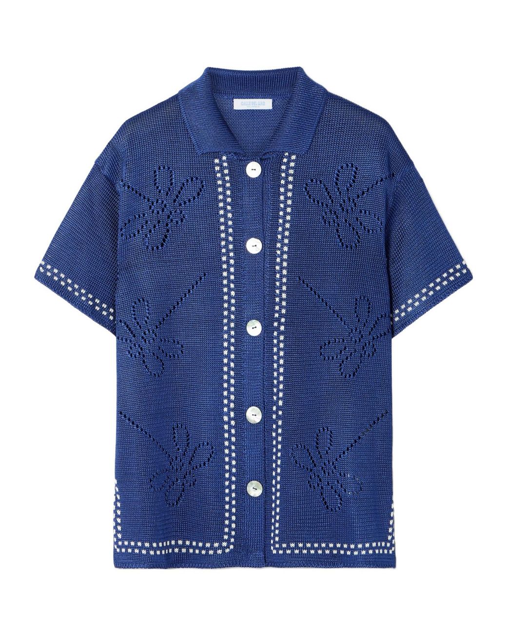 Calle Del Mar Blue Party Pointelle-Knit Shirt