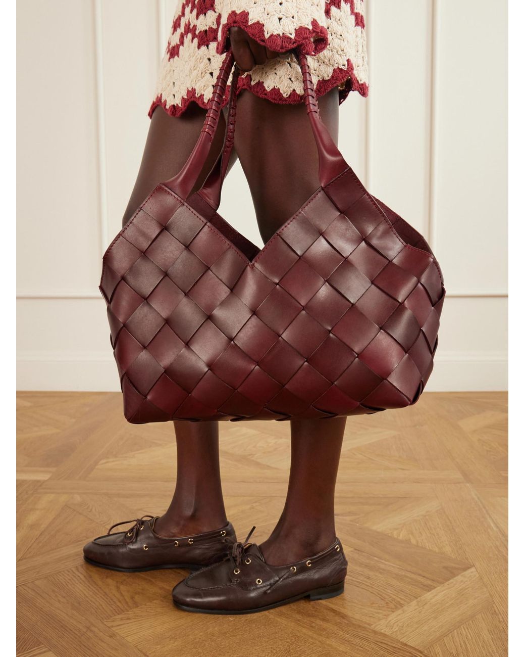 Dragon Diffusion Red Castello Woven Leather Shoulder Bag