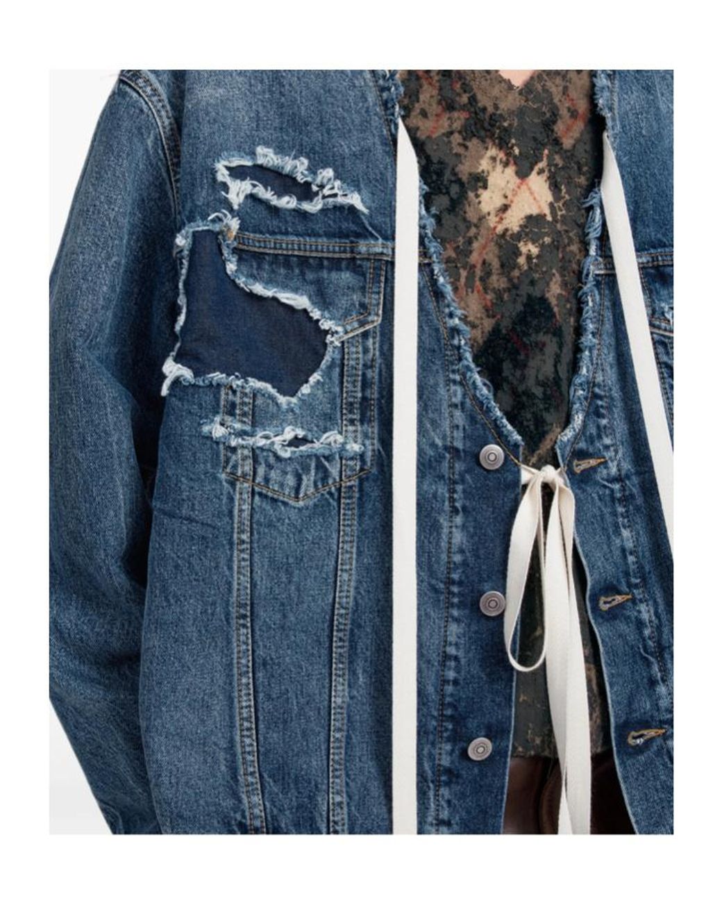 Maison Margiela Blue Distressed Assemblage Denim Jacket for men